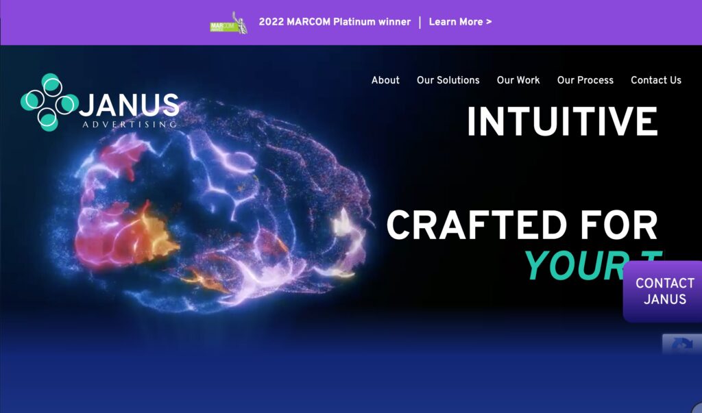 screenshot of the start page of the site https://www.janusadvertising.com